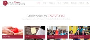 Screen capture of home page of CWSE Ontario website